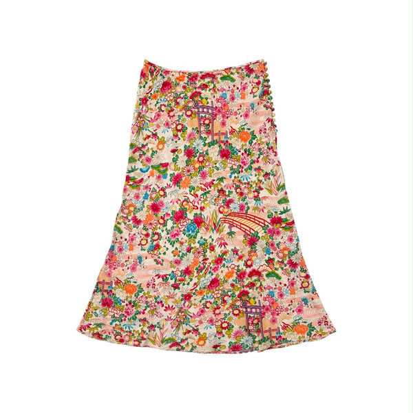 Dior Silk Floral Long Button Skirt
