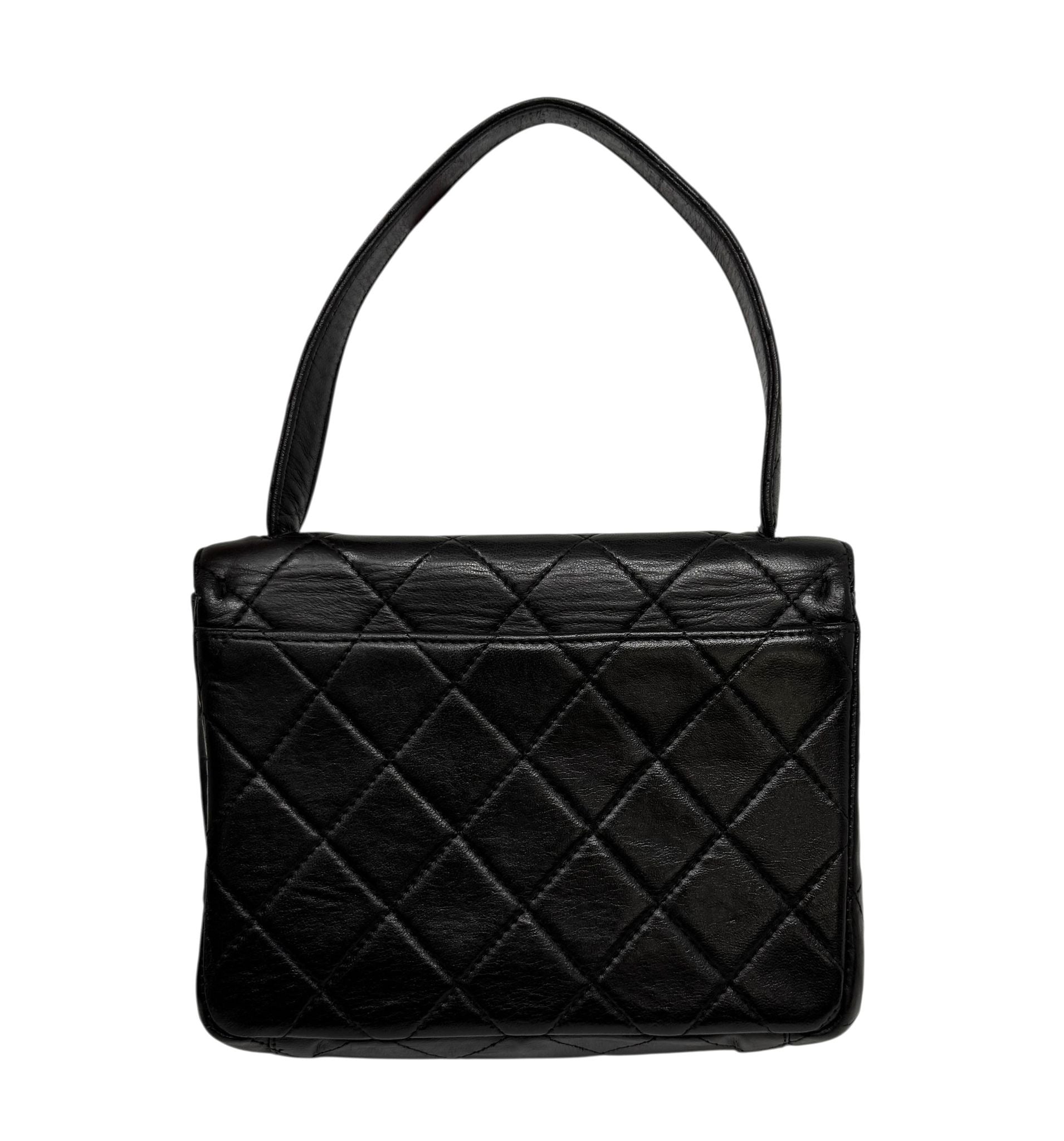 Chanel Black Lambskin Small Top Handle Bag