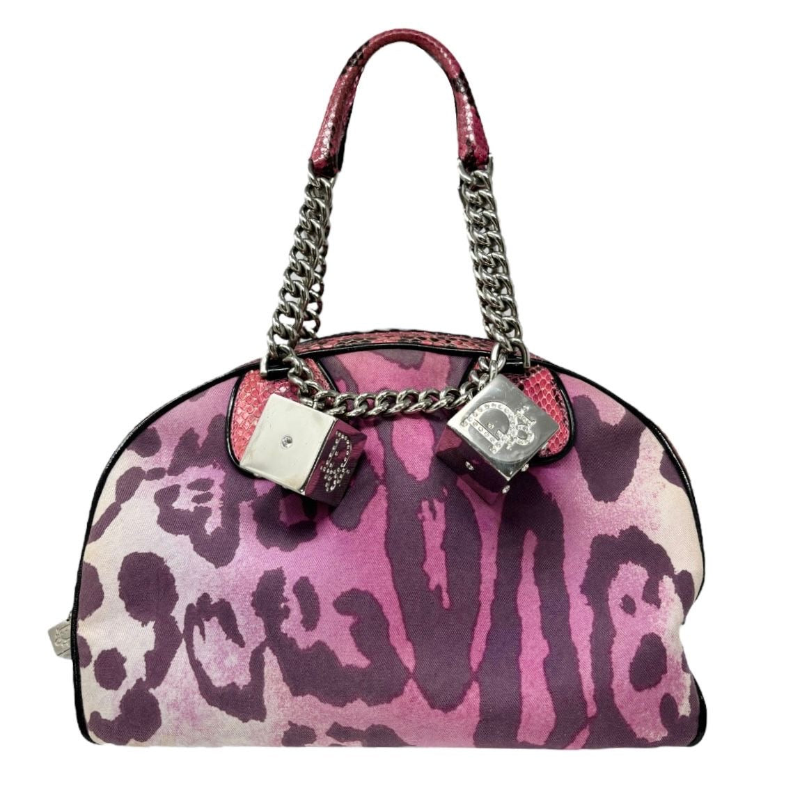 Dior Pink Cheetah Dice Gambler Bag