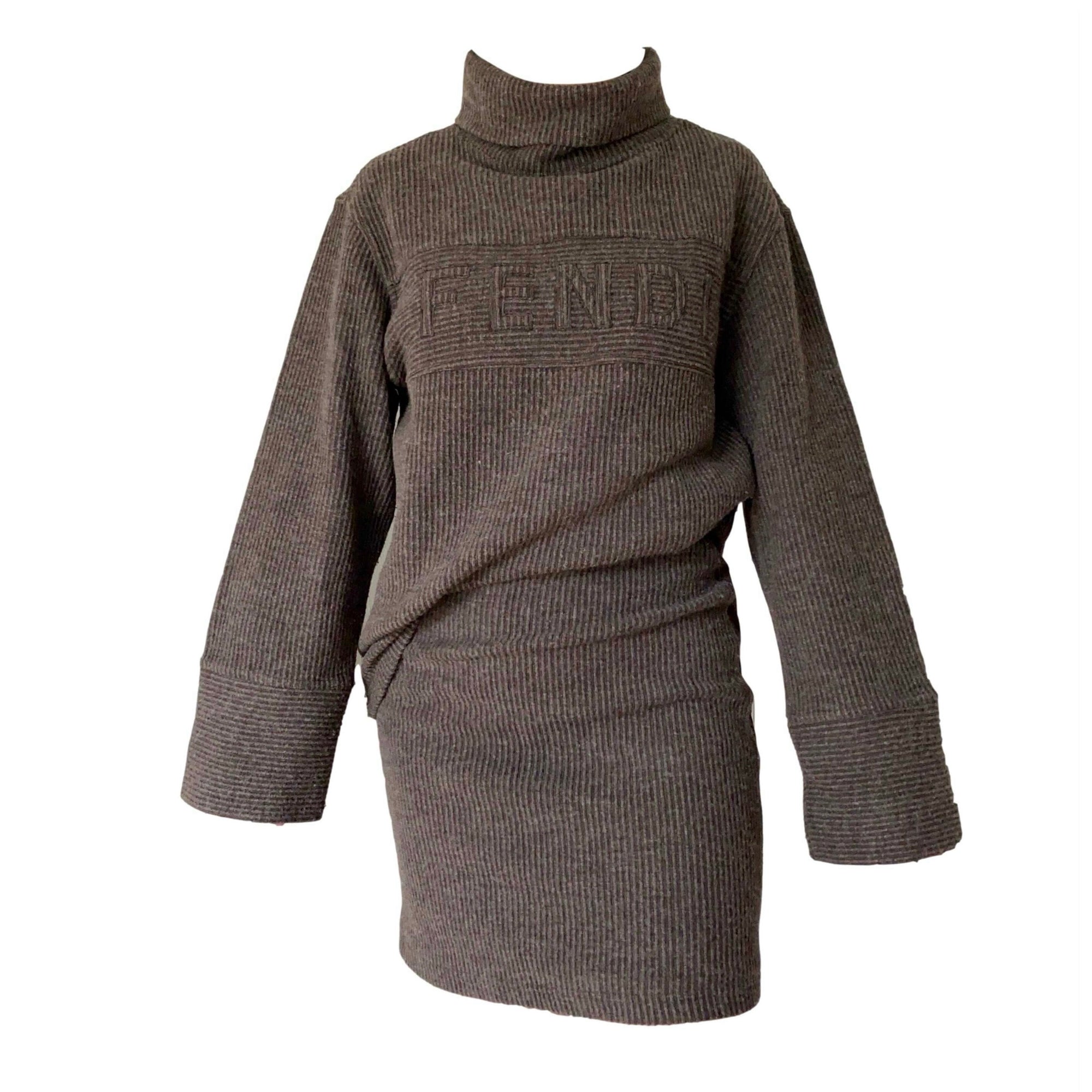 Fendi Brown Logo Skirt Set