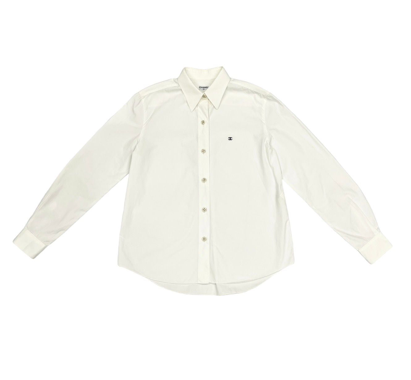 Chanel White Logo Button Down