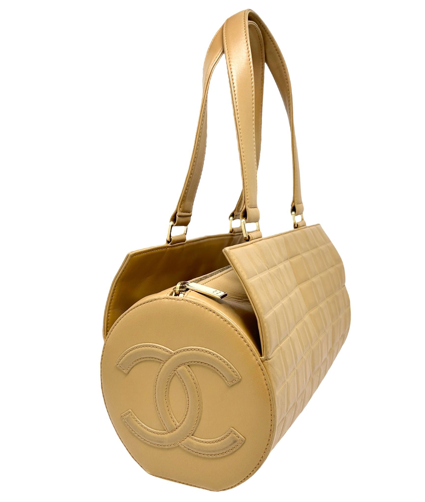 Chanel Tan Quilted Cylinder Bag