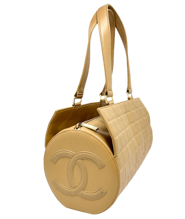 Chanel Tan Quilted Cylinder Bag