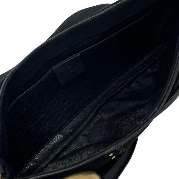 Gucci Black Horsebit Studded Shoulder Bag