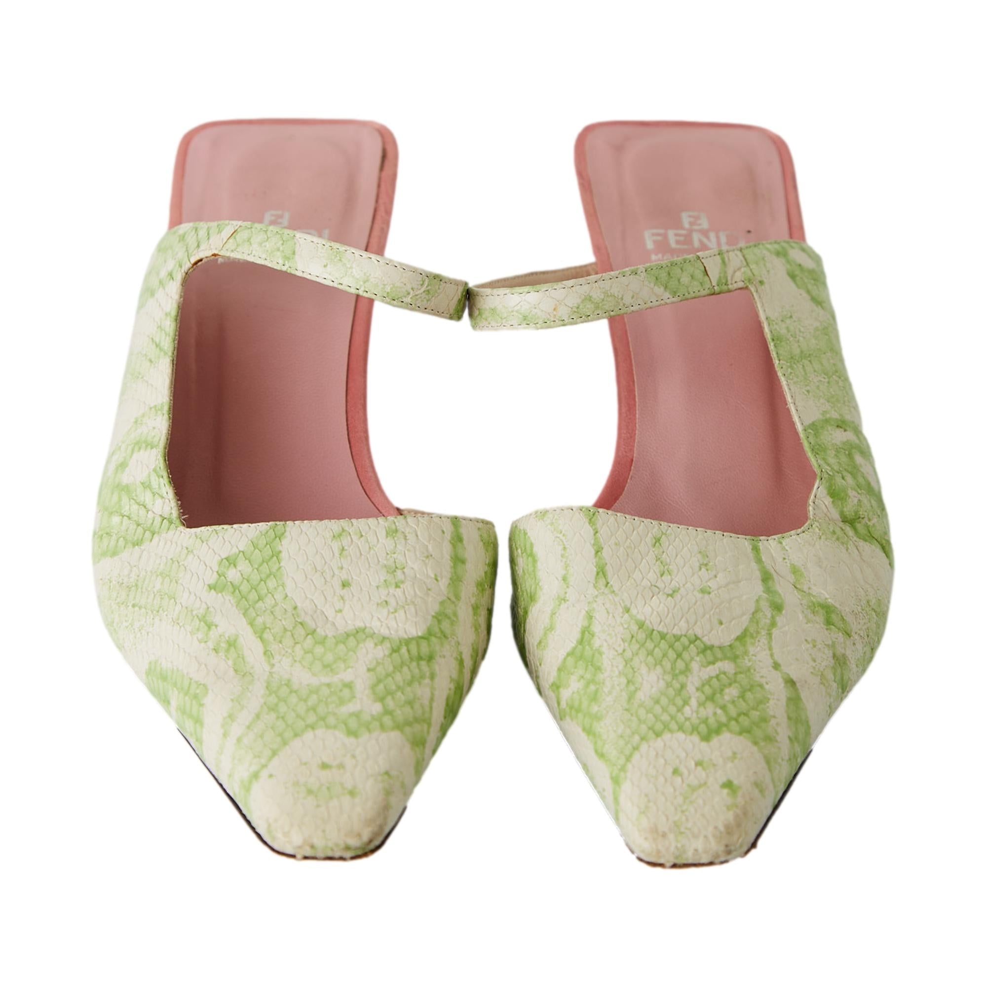 Fendi Green Snakeskin Kitten Heels – Treasures of NYC