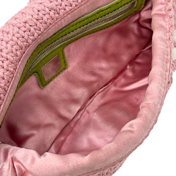 Fendi Pink Floral Knit Baguette