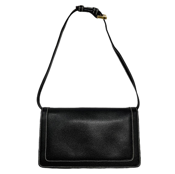 Fendi Black Leather Contrast Stitch Baguette