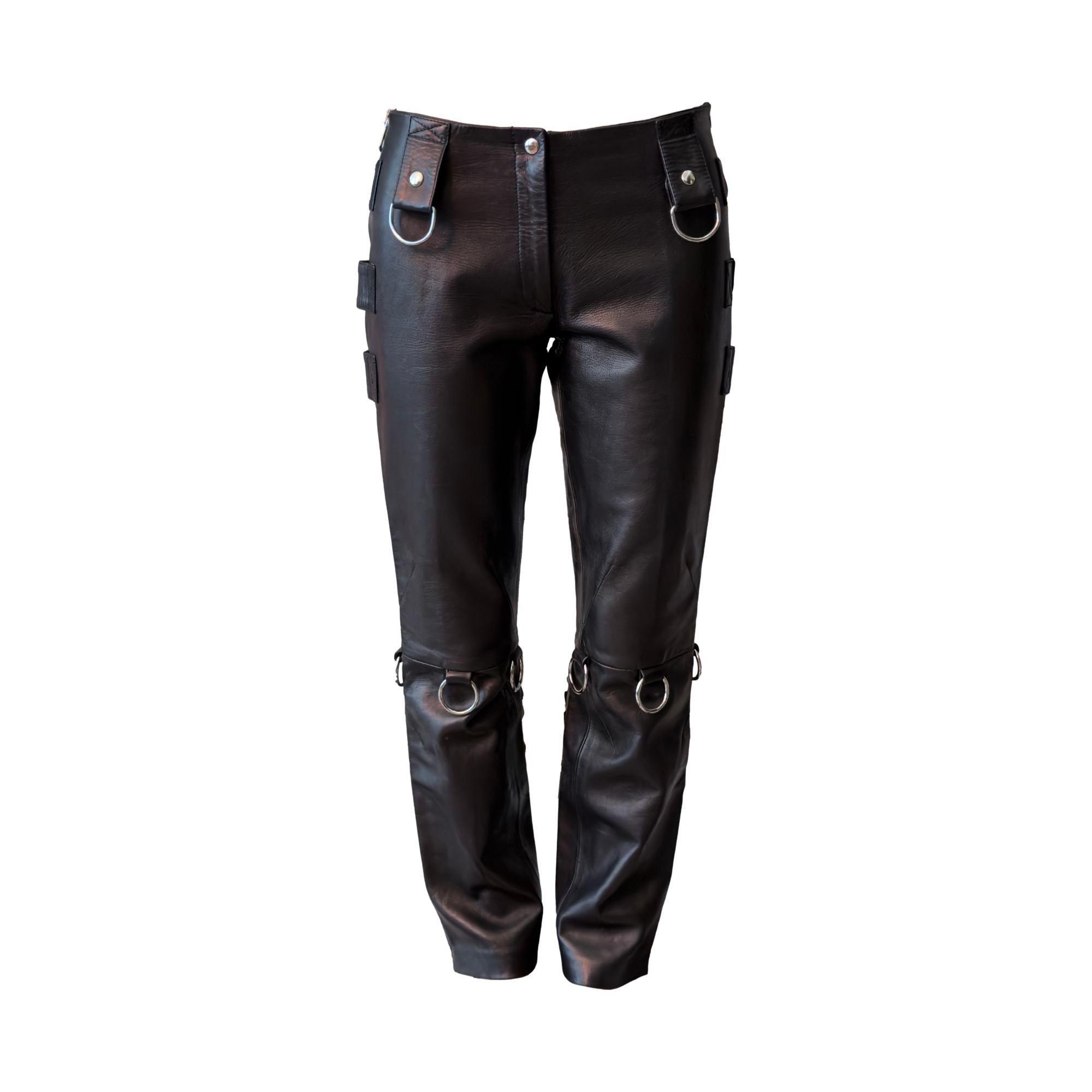 Dolce & Gabbana Black Leather Moto Pants