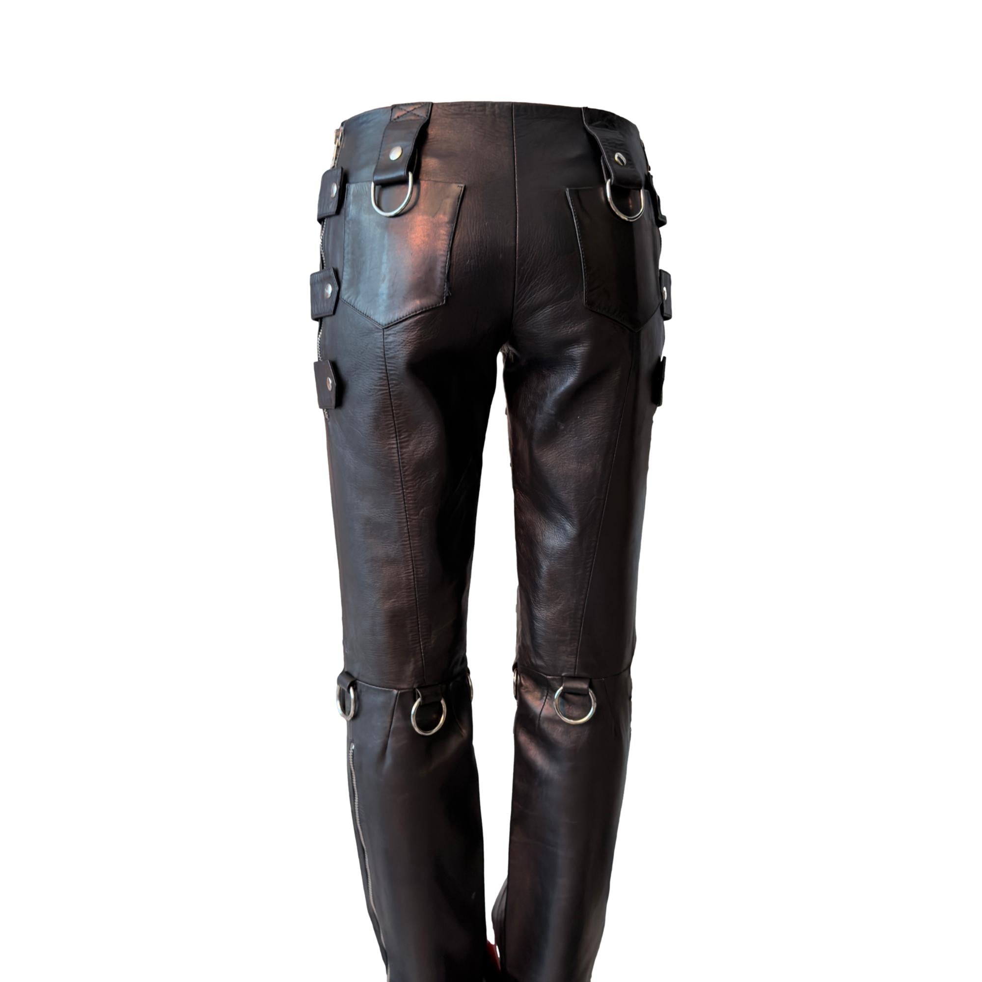 Dolce & Gabbana Black Leather Moto Pants