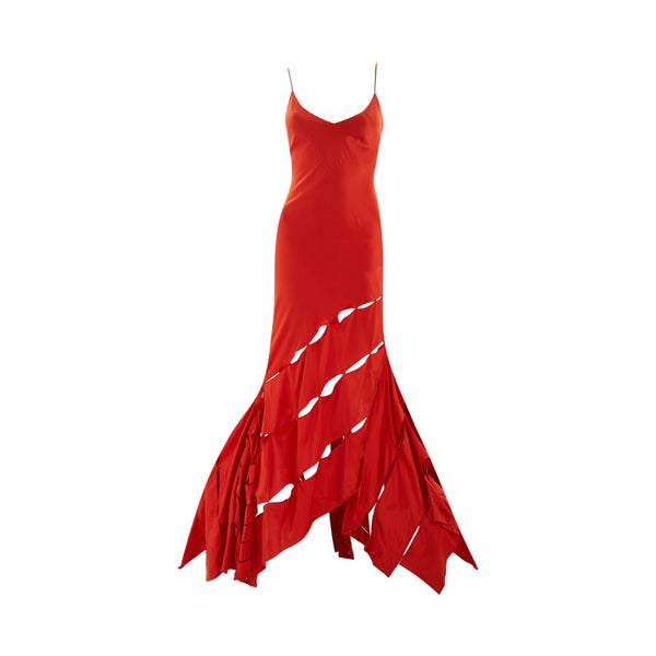 Roberto Cavalli Burnt Orange Silk Cut Out Dress