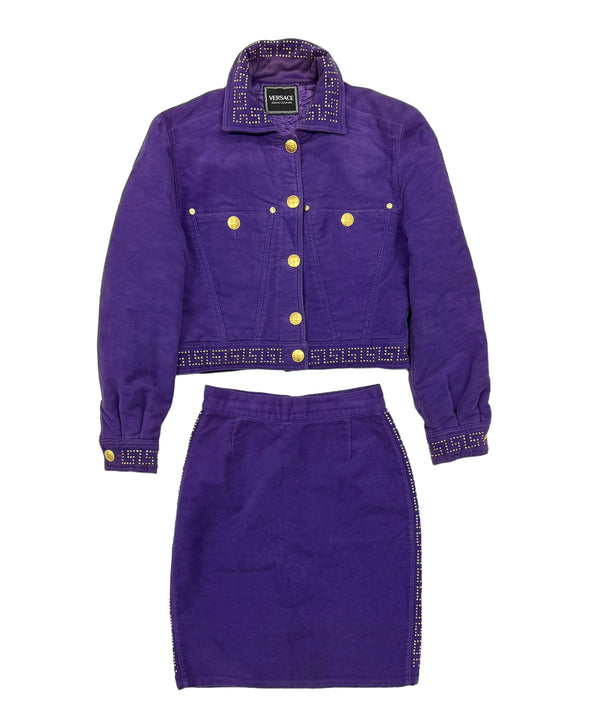 Versace Purple Studded Skirt Set