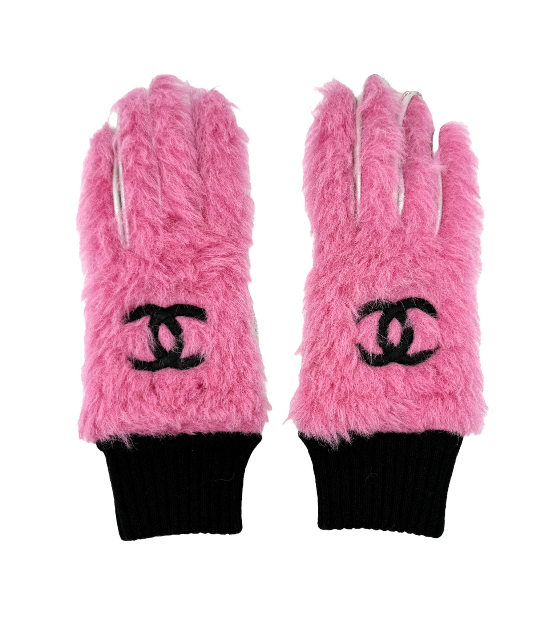 Chanel Pink Fur Gloves