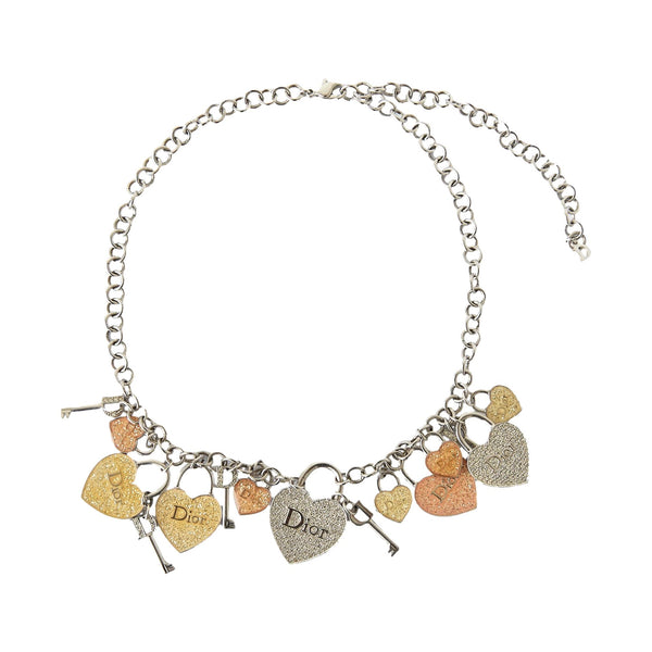 Dior Rhinestone Heart Charm Choker