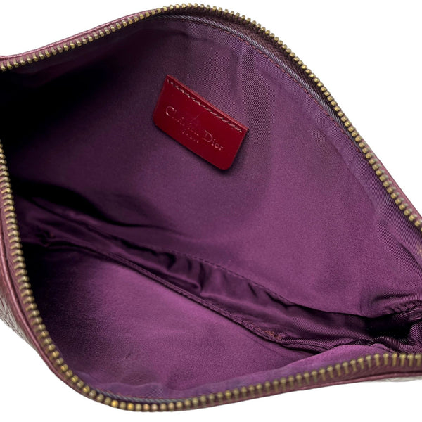 Dior Maroon Embossed Logo Saddle Bag