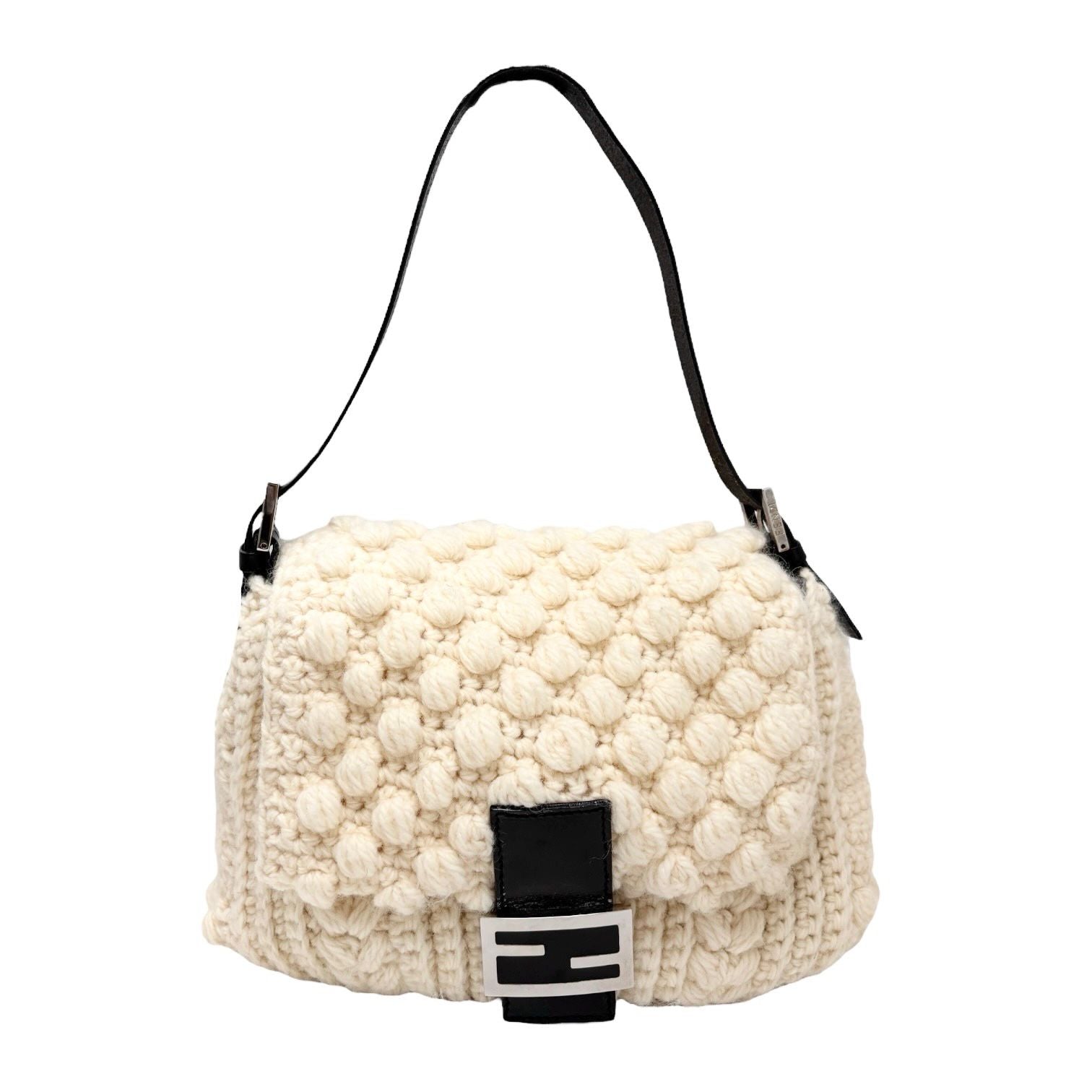 Fendi White Crochet Mamma Baguette Bag