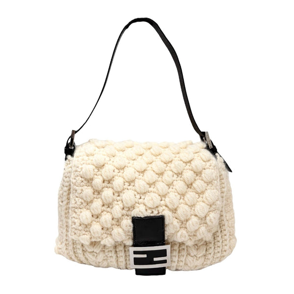 Fendi White Crochet Mamma Baguette Bag
