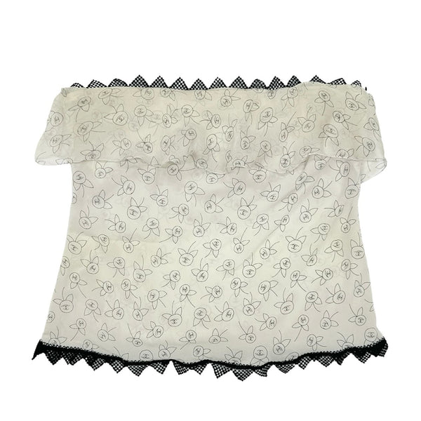 Chanel White Logo Print Tube Top