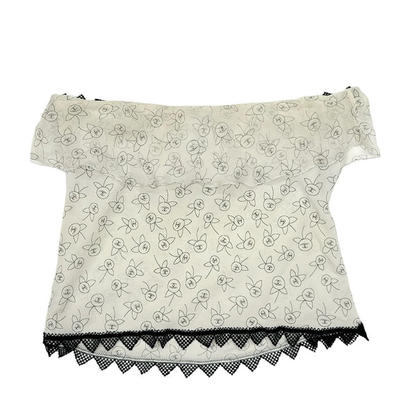 Chanel White Logo Print Tube Top