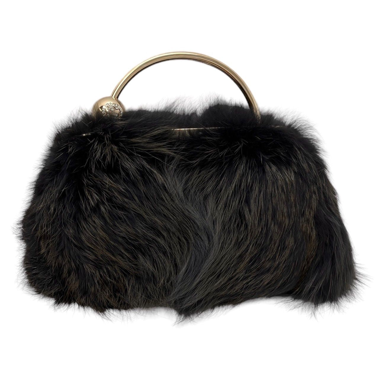 Gucci x Tom Ford Black Fur Mini Top Handle Bag