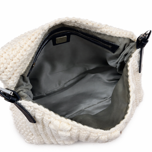 Fendi White Crochet Mamma Baguette Bag