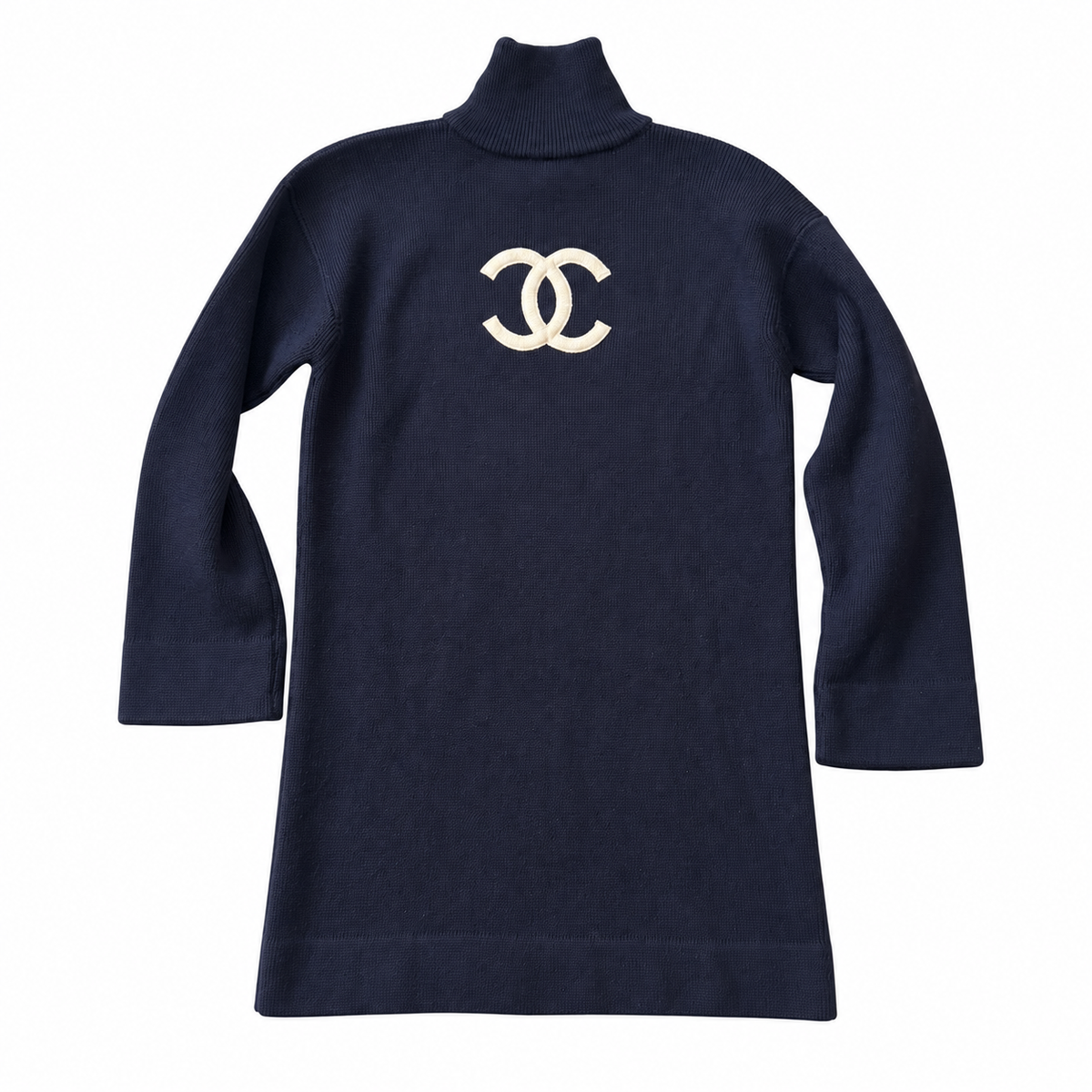 Chanel Navy Jumbo Logo Sweater