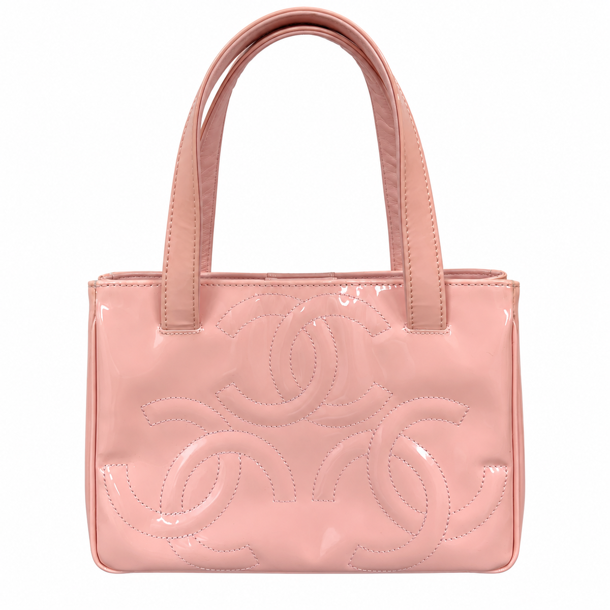 Chanel Pink Logo Patent Tote