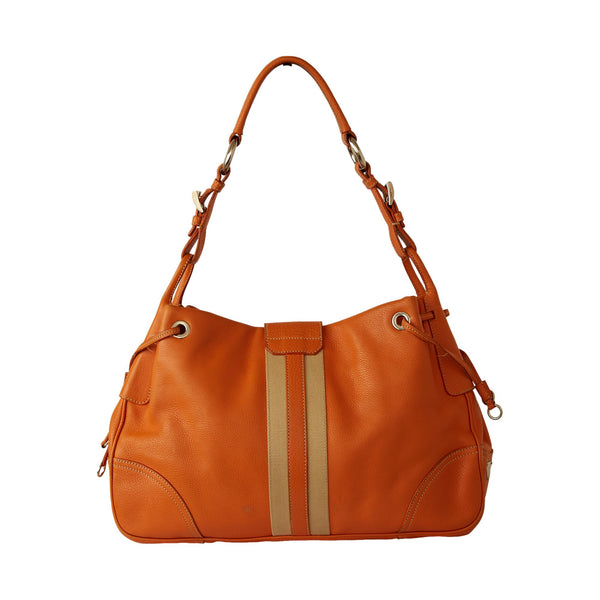 Prada Orange Leather Logo Shoulder Bag