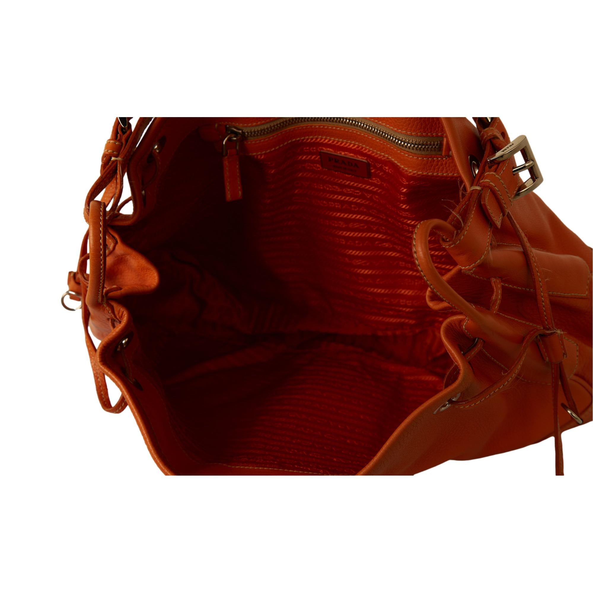 Prada Orange Leather Logo Shoulder Bag – Treasures of NYC