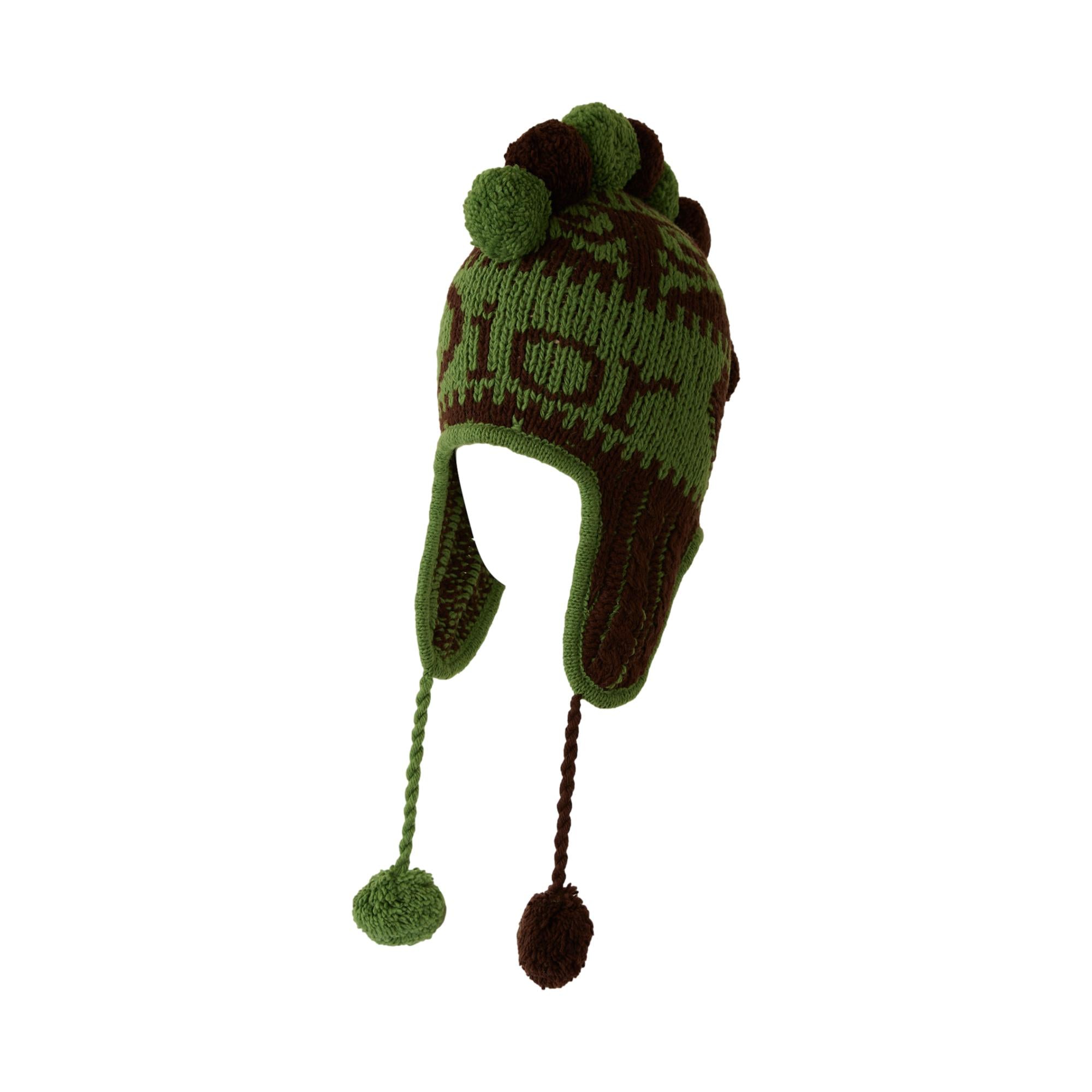 Dior Green + Brown Pompom Logo Beanie