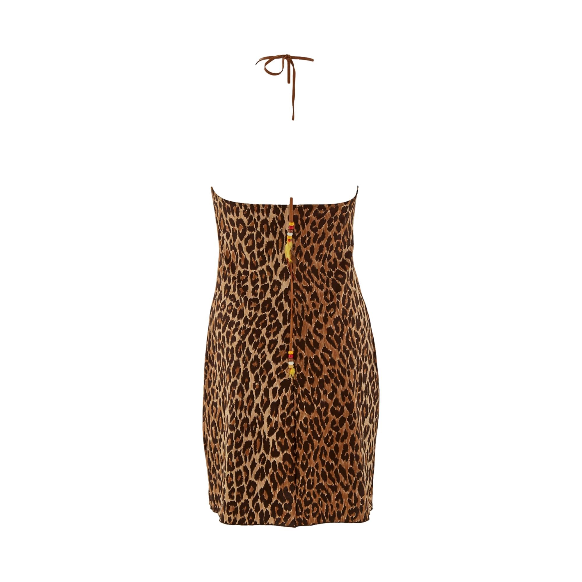 Dolce & Gabbana Cheetah Print Halter Mini Dress