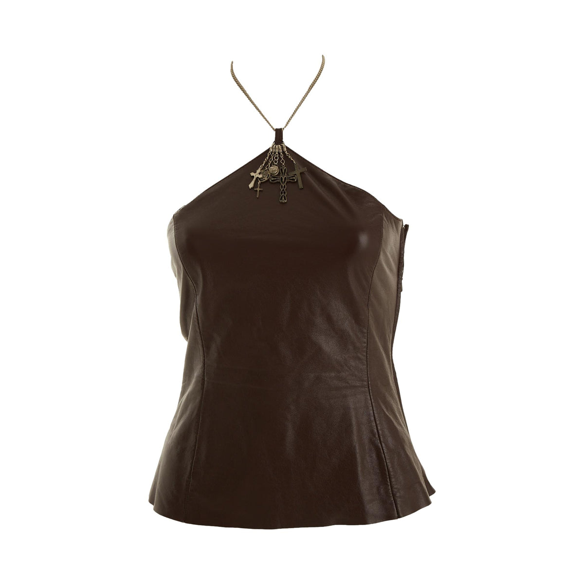 Jean Paul Gaultier Brown Leather Cross Halter Top – Treasures of NYC