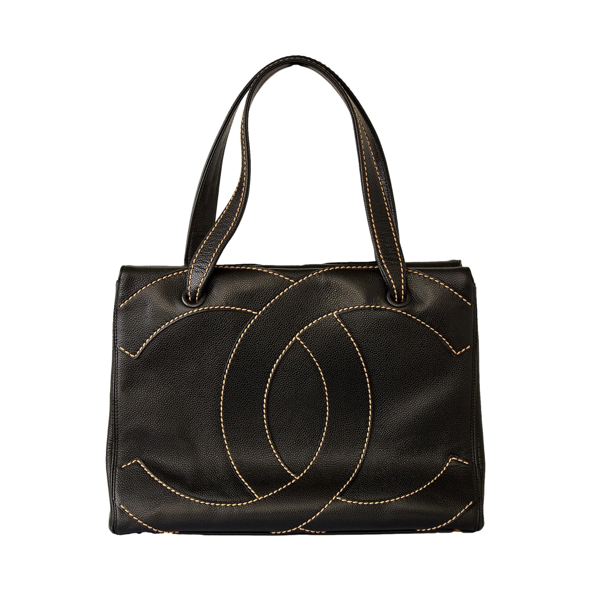 Chanel Black Contrast Stitch Caviar Bag – Treasures of NYC