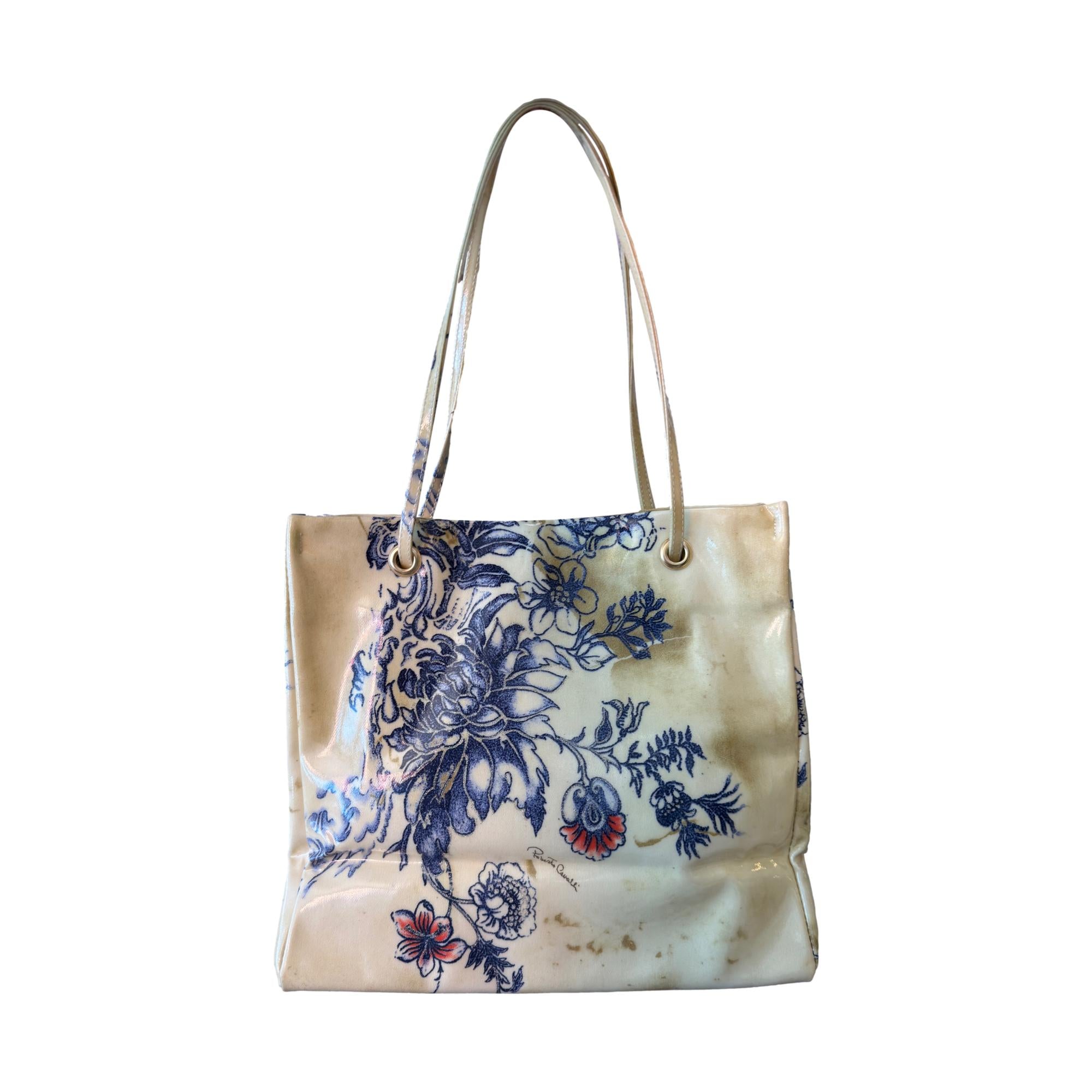 Roberto Cavalli Tattoo Print Shoulder Tote