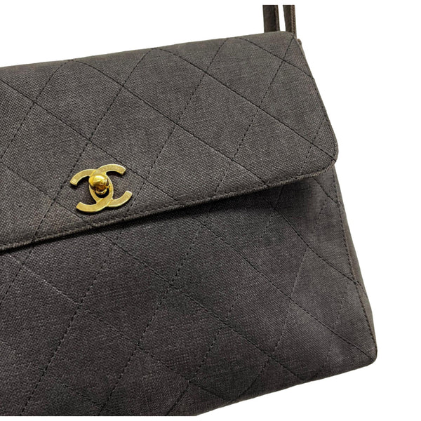 Chanel Grey Canvas Structured Shoulder Bag