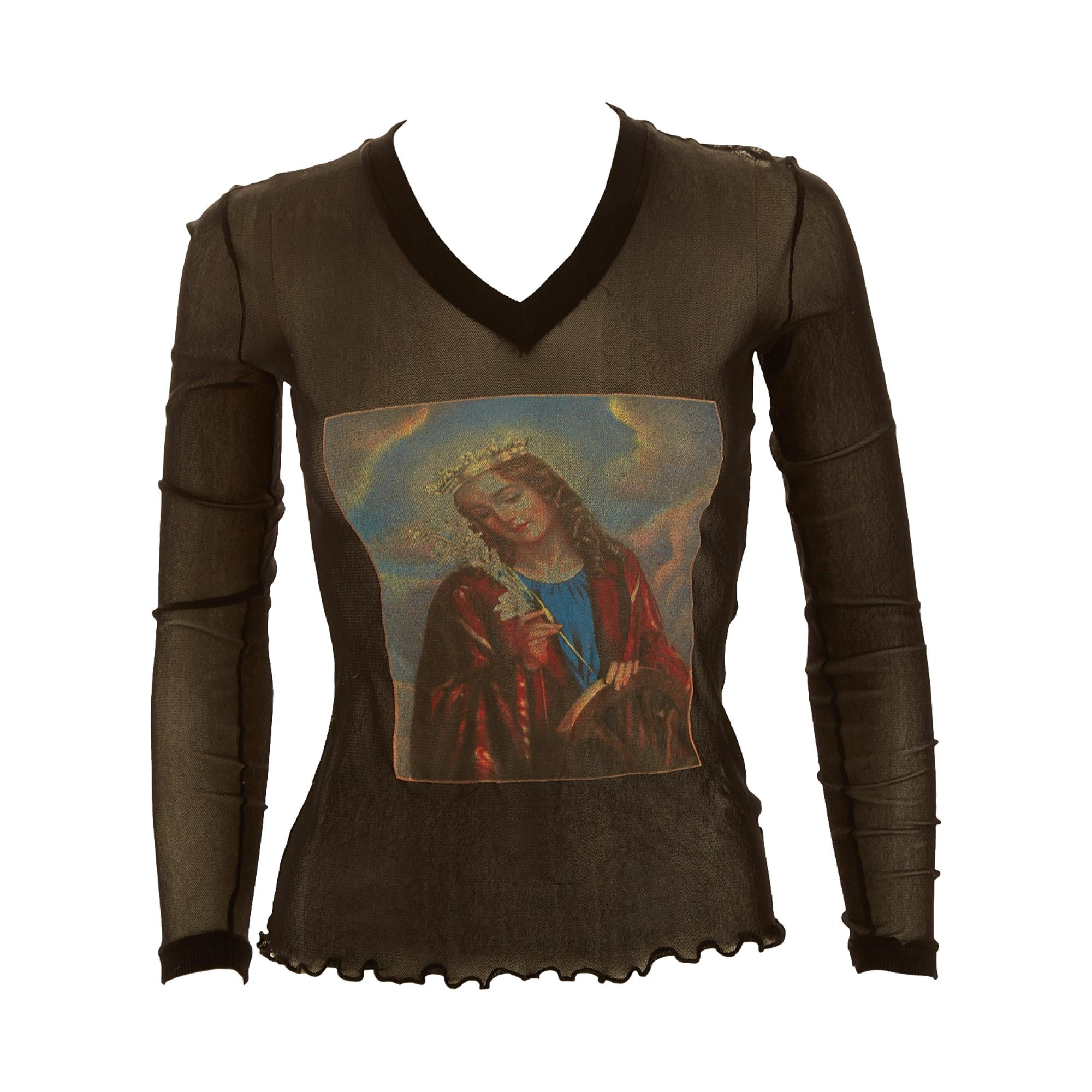 Dolce & Gabbana Mesh Longsleeve Virgin Mary Top