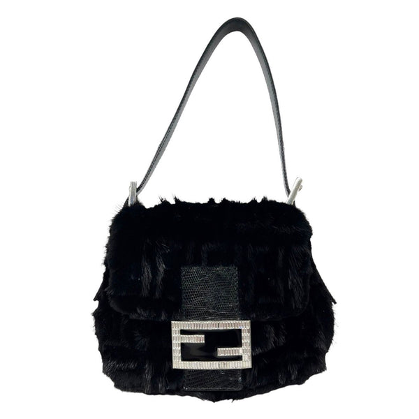 Fendi Black Mink Mini Baguette