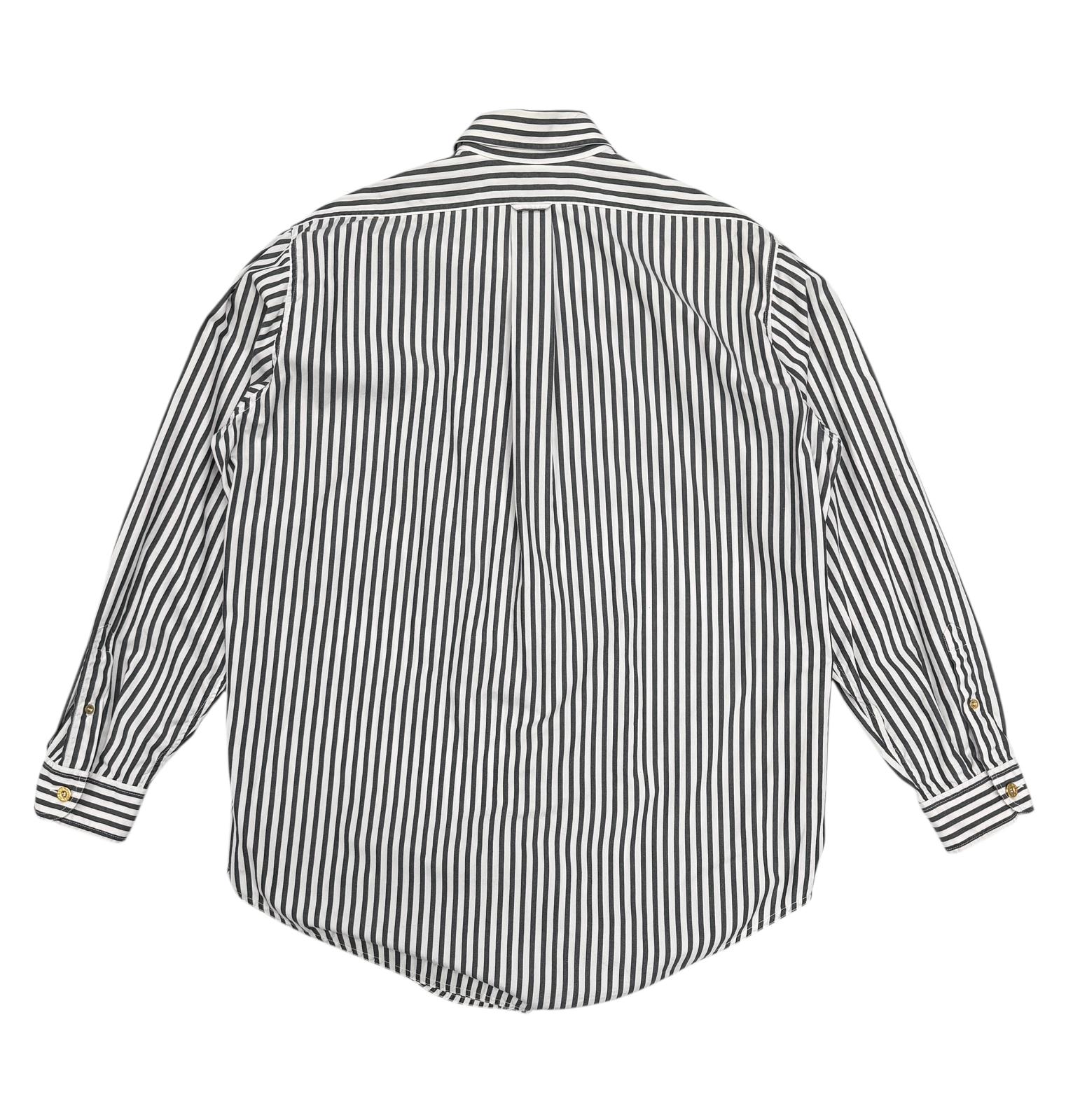 Chanel Oversized Black + White Striped Button Down Top