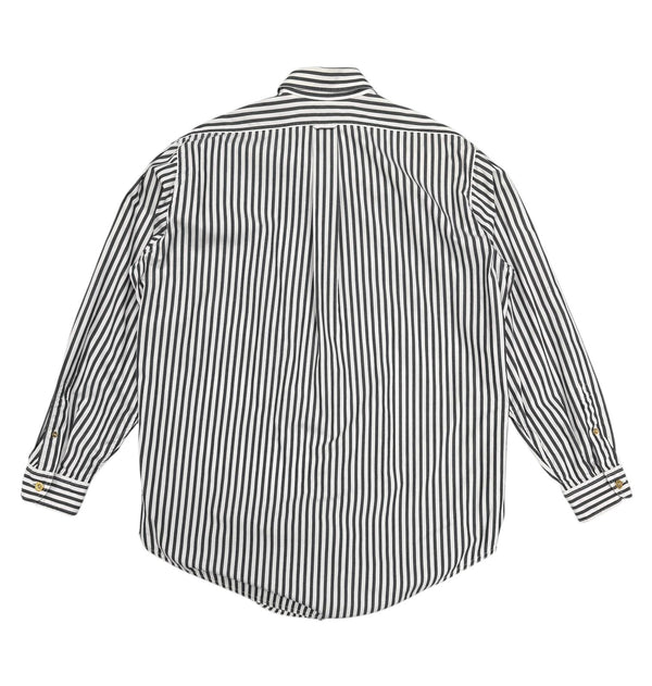 Chanel Oversized Black + White Striped Button Down Top