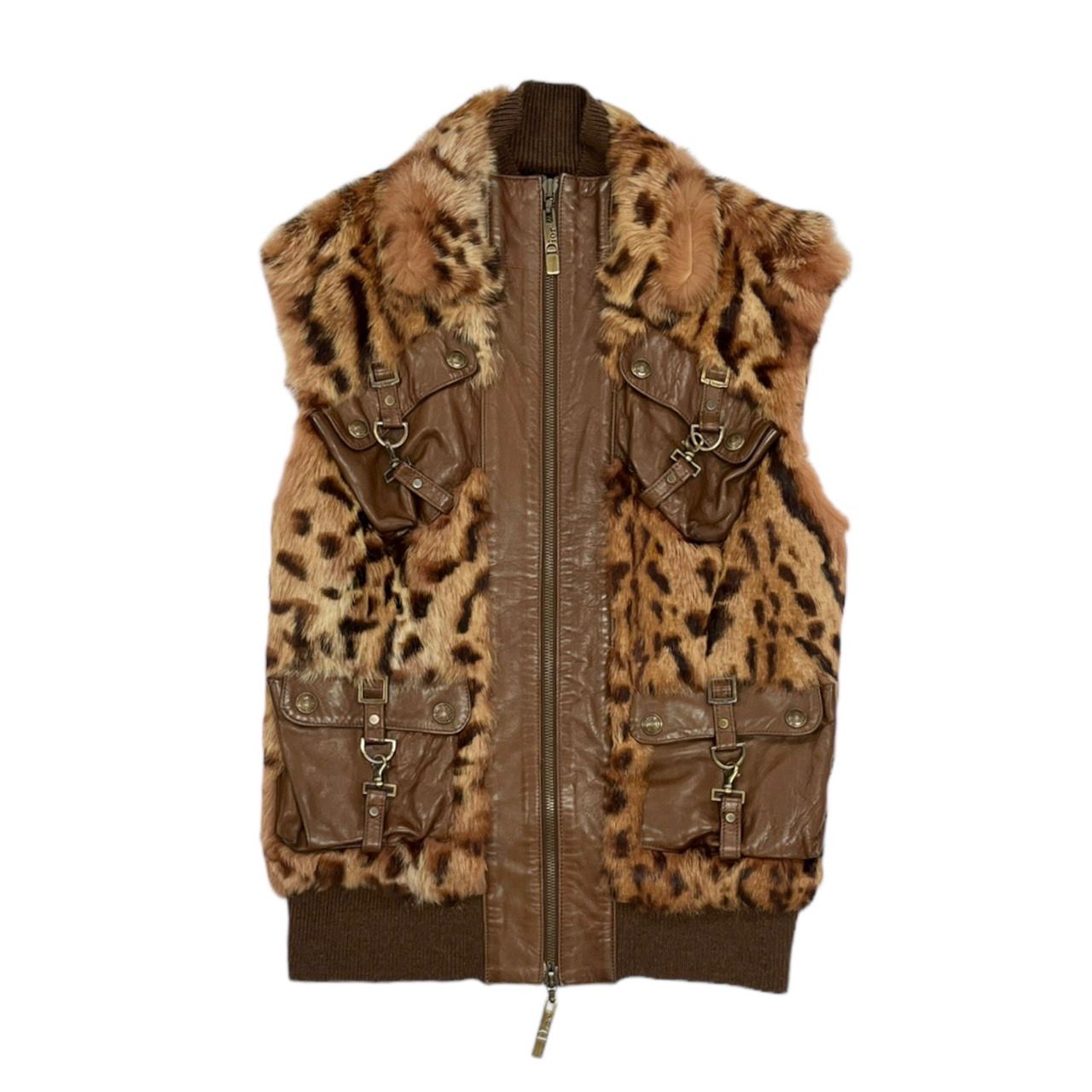 Dior Brown Cheetah Print Fur Vest