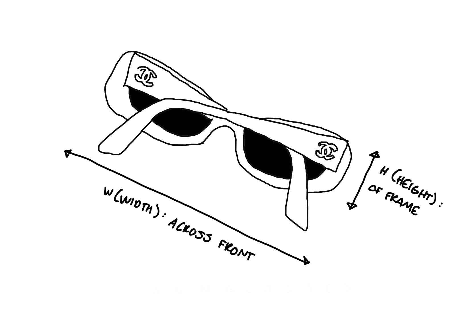Chanel Black Rhinestone Logo Micro Sunglasses