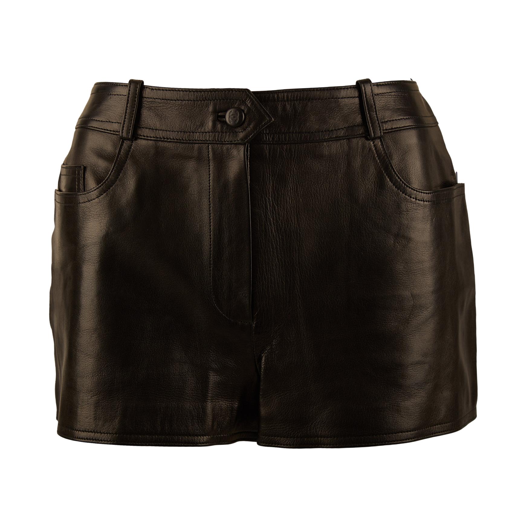 Chanel Black Leather Shorts