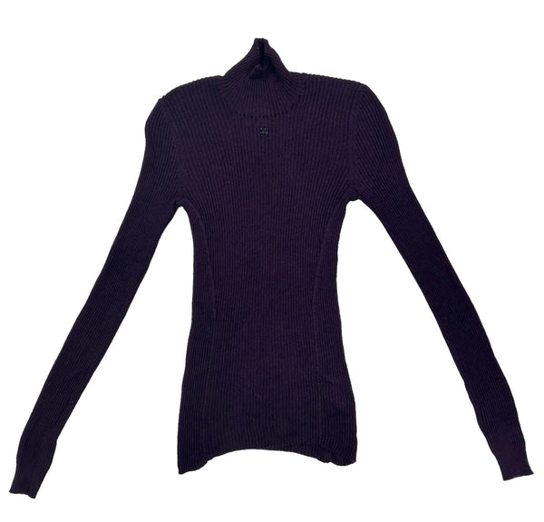 Chanel Purple Cashmere Ribbed Sweater