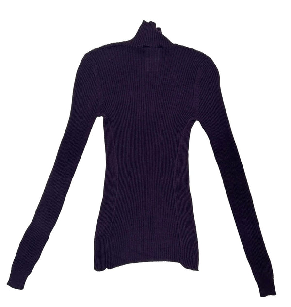 Chanel Purple Cashmere Ribbed Sweater