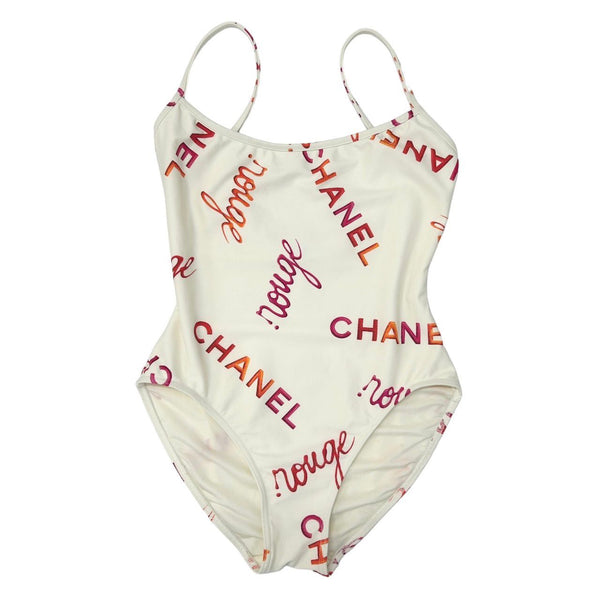 Chanel White 'Rouge' Print One Piece