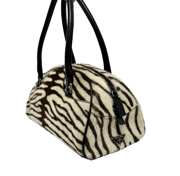 Prada Zebra Print Calf Hair Top Handle Bag