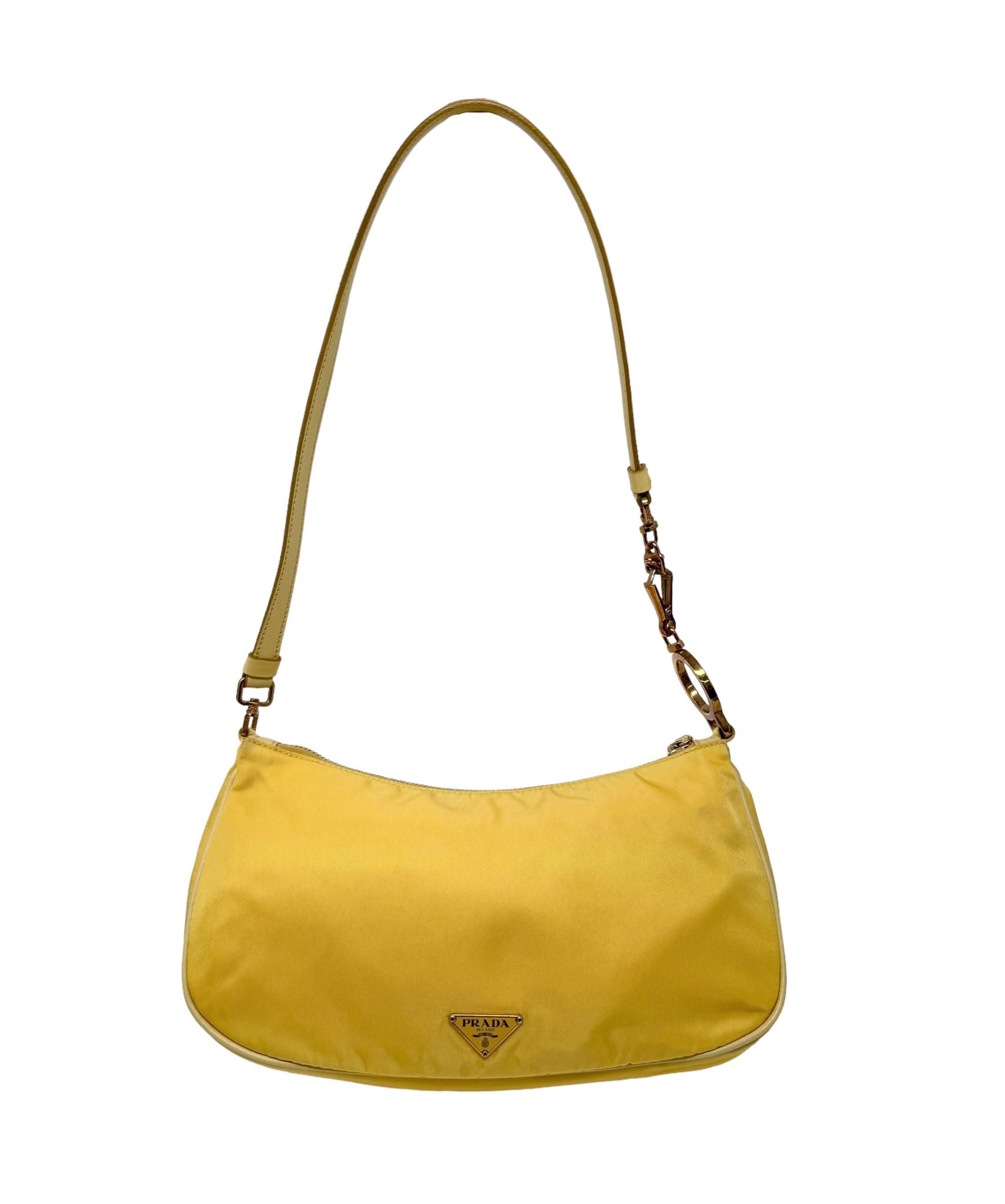 Prada Yellow Nylon Shoulder Bag