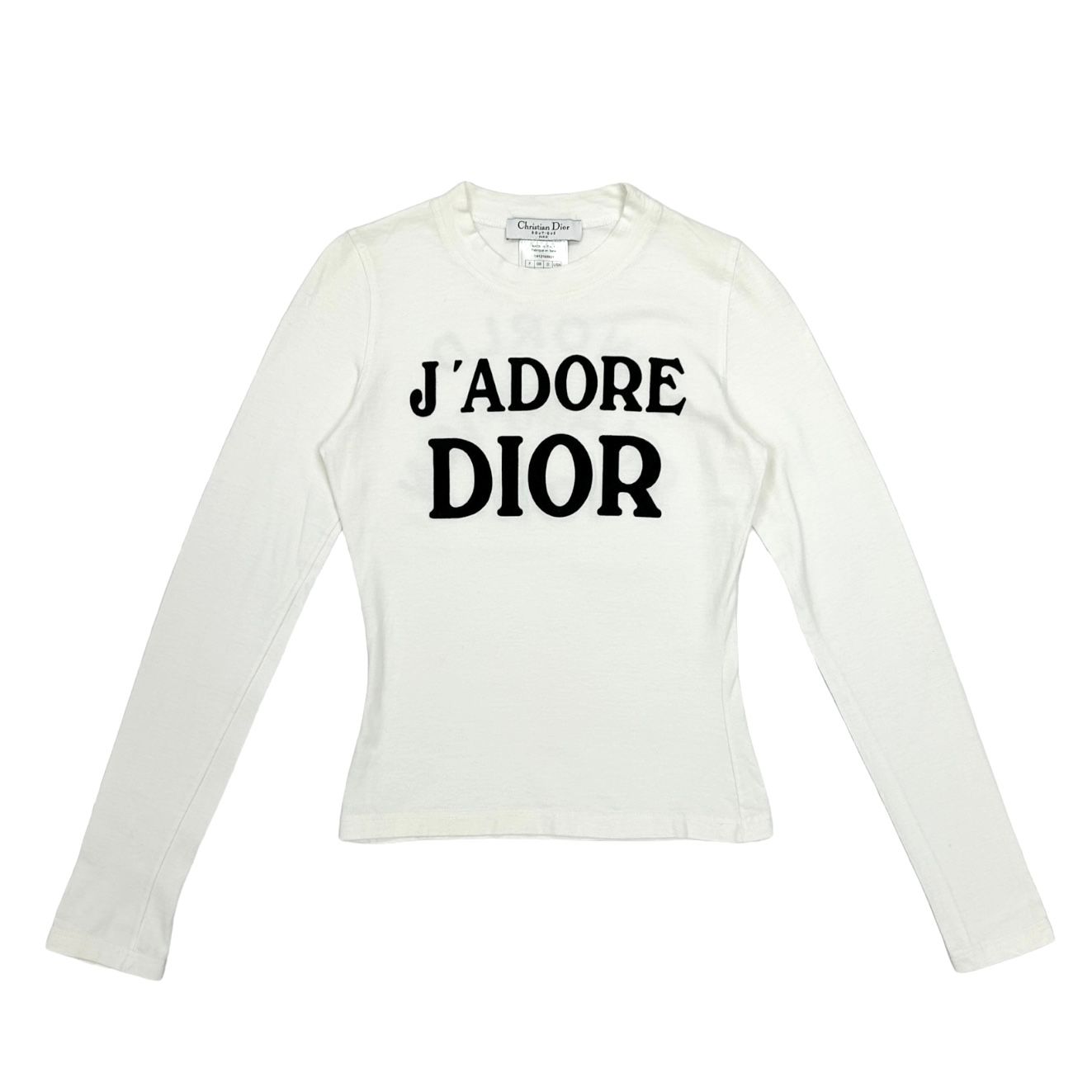 Dior 'J'Adore' White Logo Long Sleeve Top