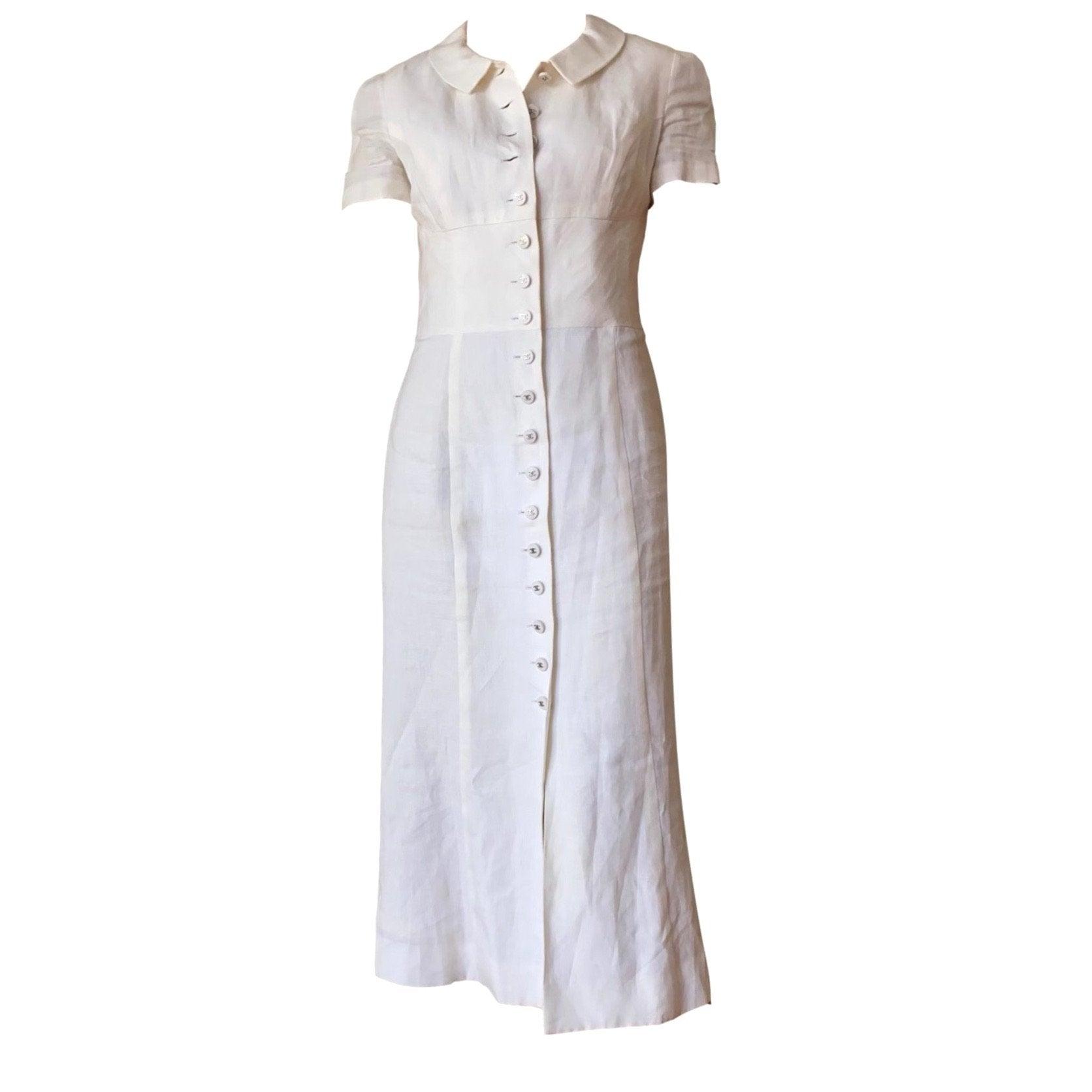 Chanel White Button Down Dress - Apparel