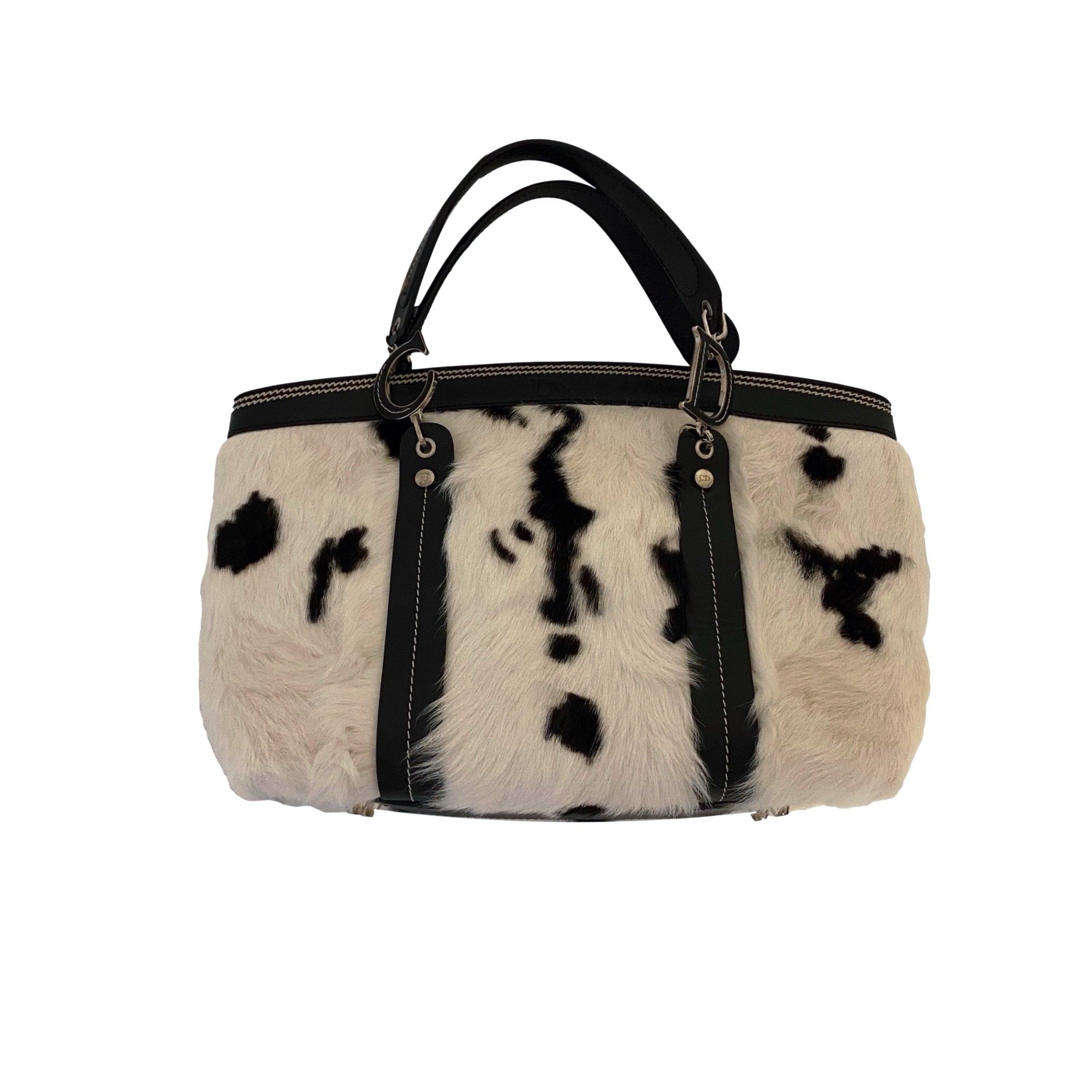 Dior Cow Print Top Handle Bag - Handbags