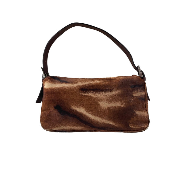 Fendi Brown Calf Hair Baguette Bag - Handbags